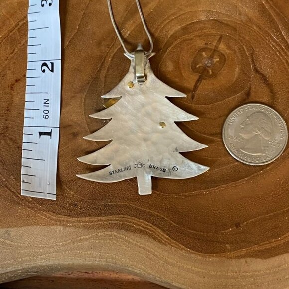 RETIRED Jeep Collins Christmas Tree Necklace, Sterling Silver and Brass - Picture 2 of 3